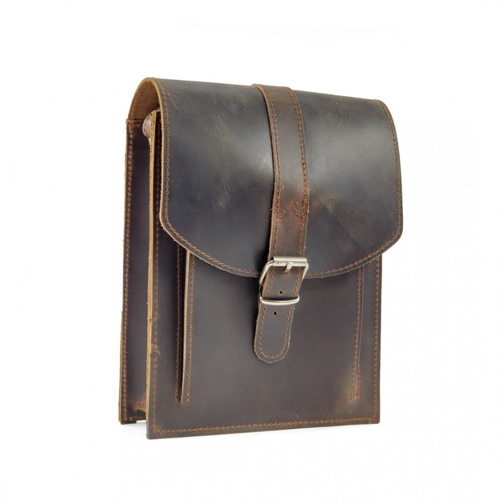 Leather Crossbody Bag Bohemia 18/21, Brown Antique