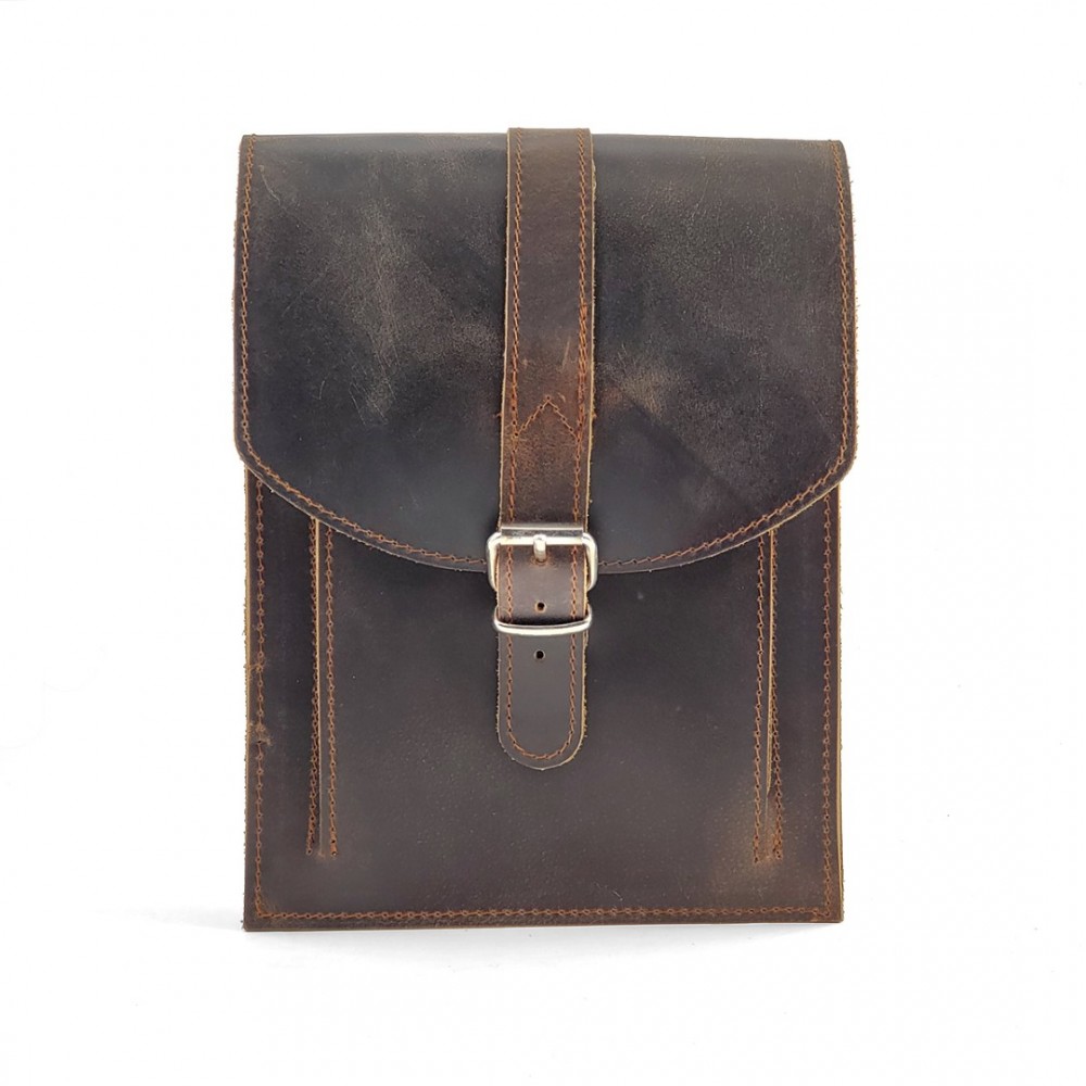 Leather Crossbody Bag Bohemia 18/21, Brown Antique