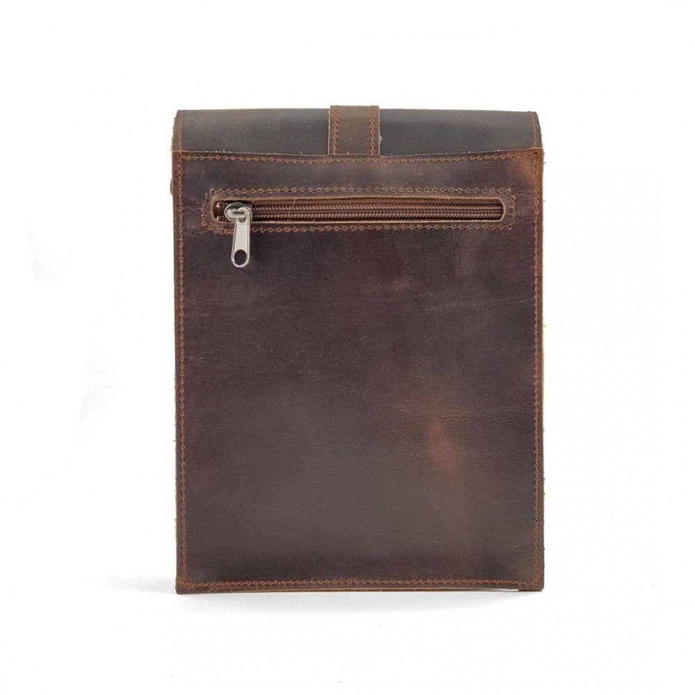 Leather Crossbody Bag Bohemia 18/21, Brown Antique