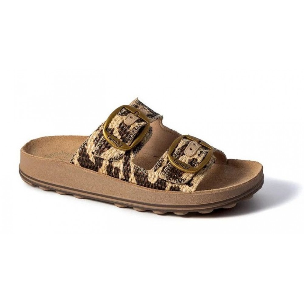 Anatomic Women Leather Sandals Fantasy S310 Despoina, Brown/Tan Raffia