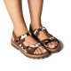 Anatomic Women Leather Sandals Fantasy S9053 Marianna, Chocolate Brown Print