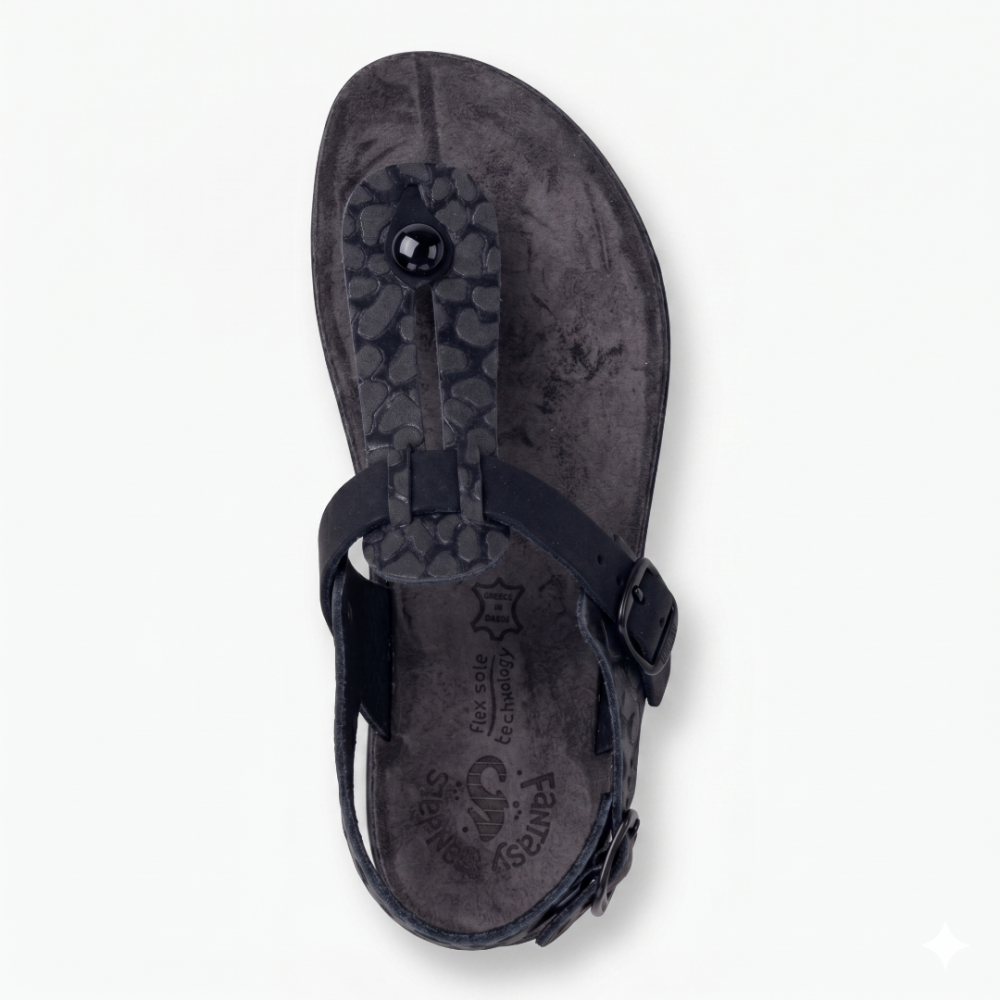 Anatomic Women Leather Sandals Fantasy S9005 Marlena, Black Print
