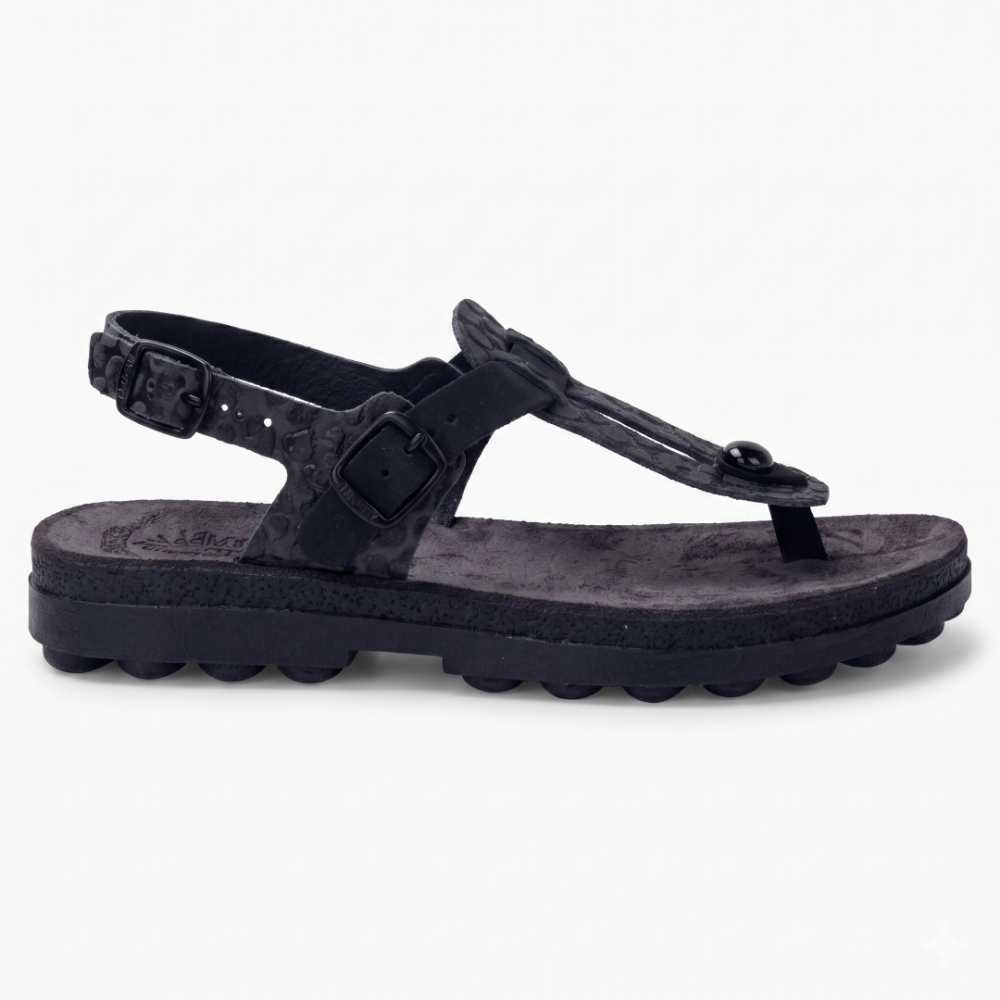 Anatomic Women Leather Sandals Fantasy S9005 Marlena, Black Print