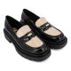 Women Leather Loafers I ATHENS 1288, Black/Off-White Women Leather Loafers I ATHENS 1288, Black/Off-White