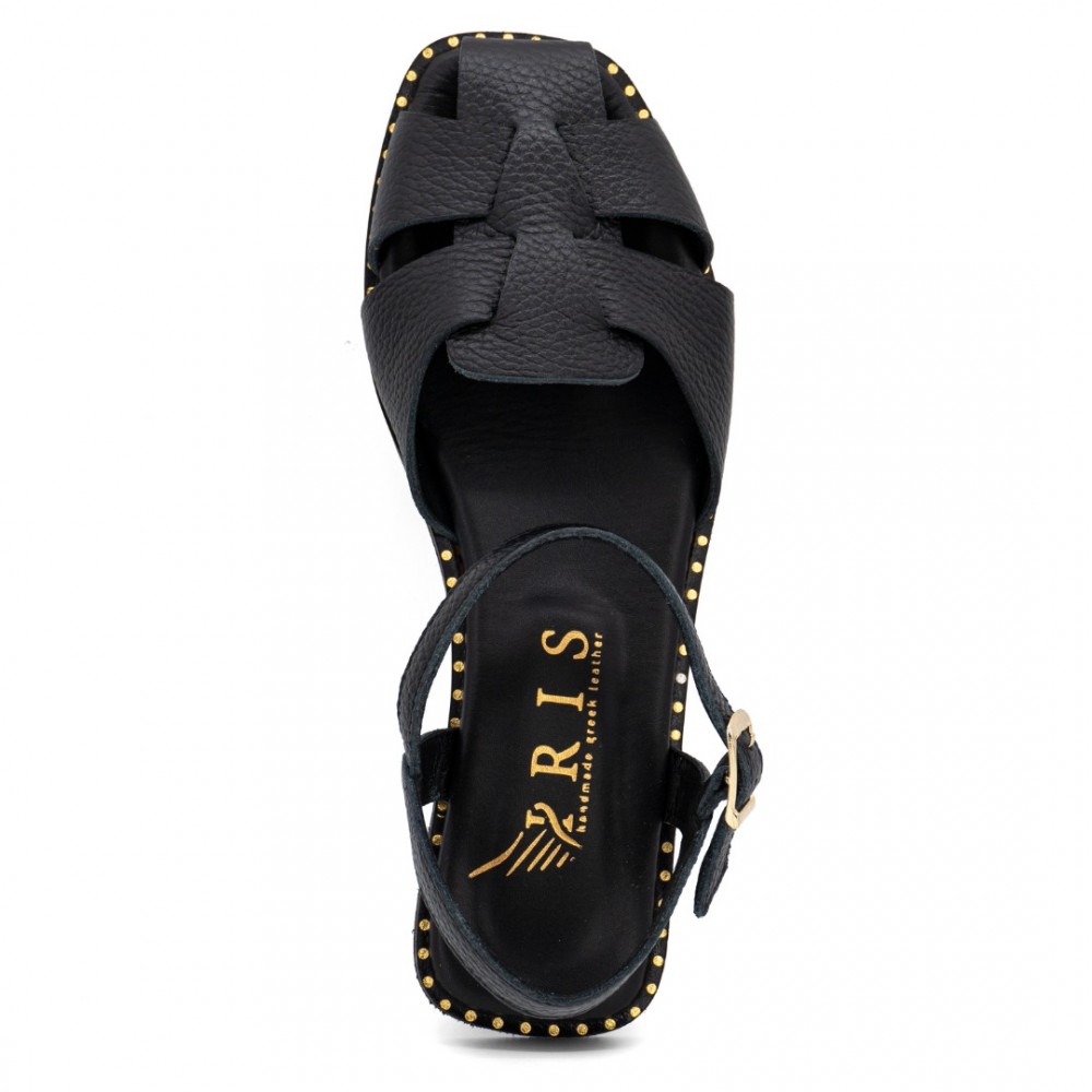 Women Premium Quality Leather Sandals Iris 158-7854, Black