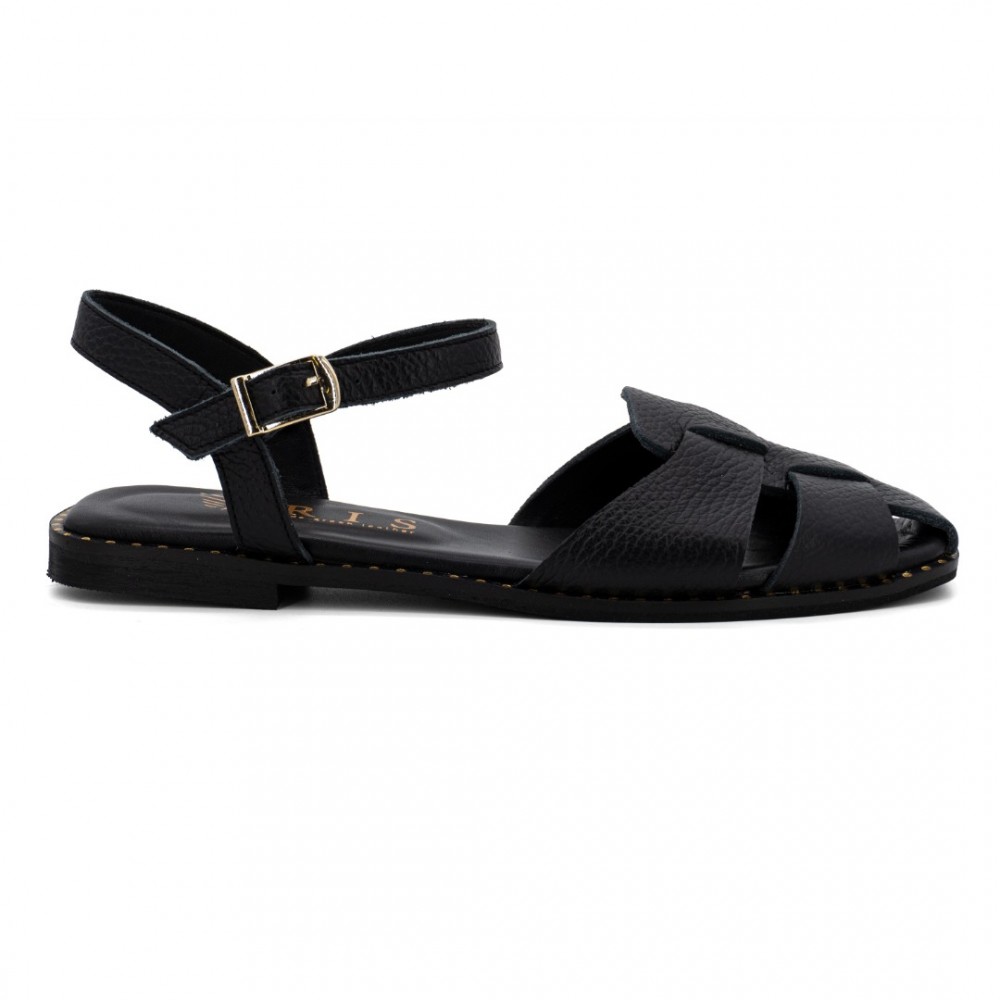 Women Premium Quality Leather Sandals Iris 158-7854, Black