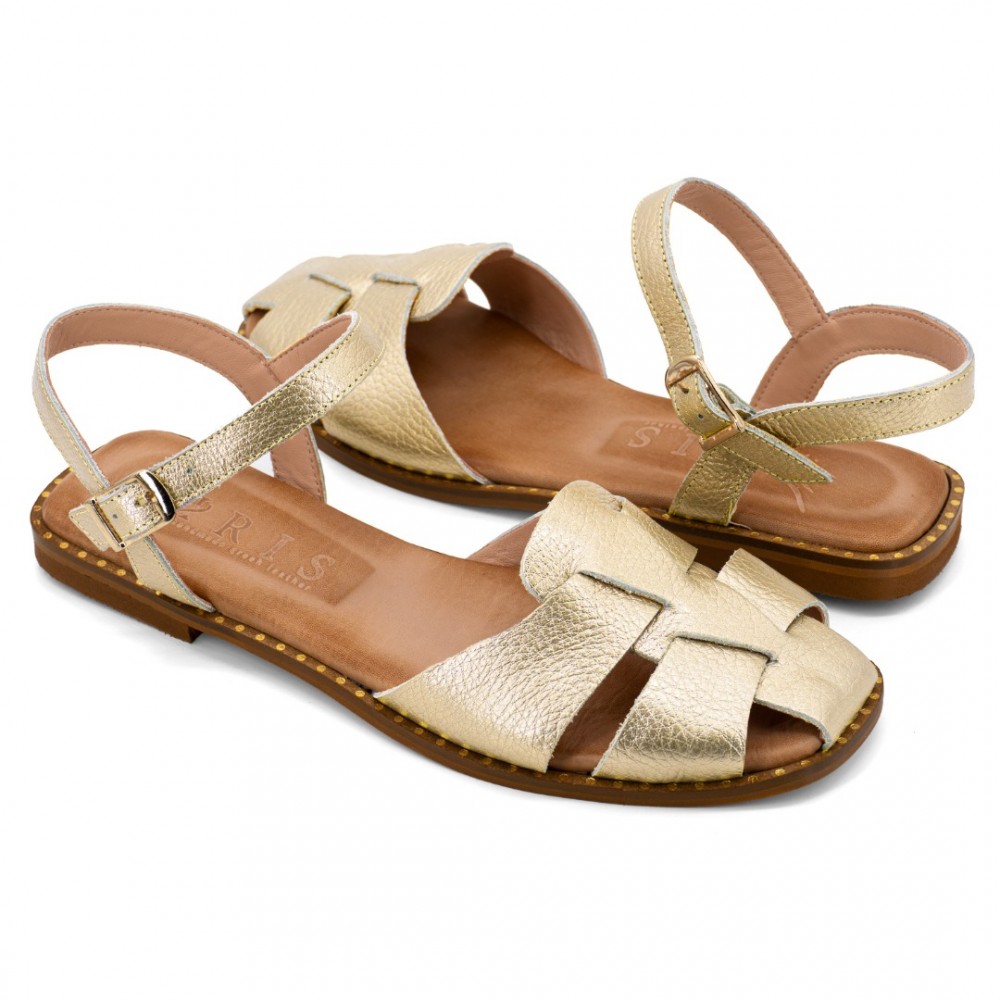 Women Premium Quality Leather Sandals Iris 158-7854, Platinum Gold Women Premium Quality Leather Sandals Iris 158-7854, Platinum Gold