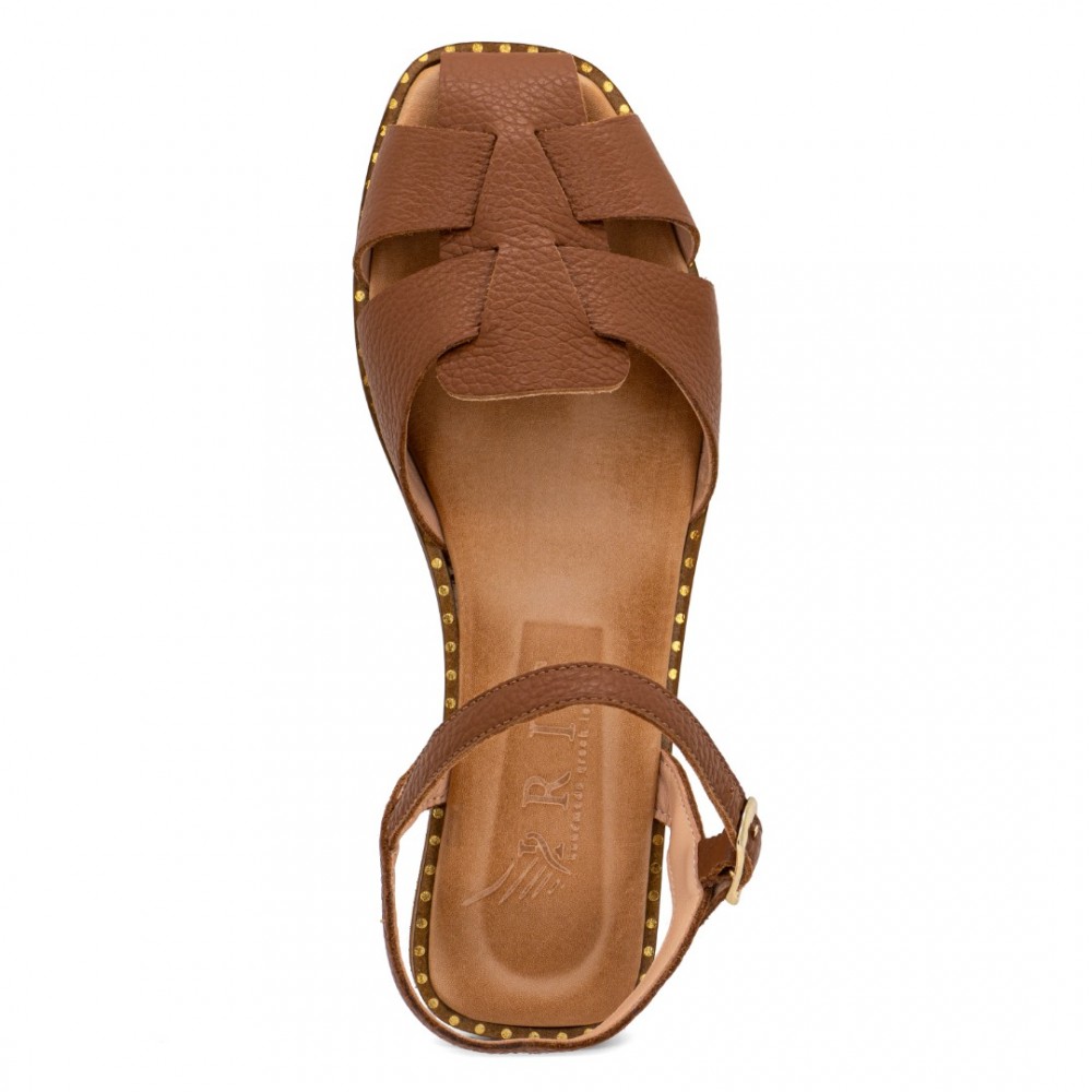 Women Premium Quality Leather Sandals Iris 158-7854, Taba