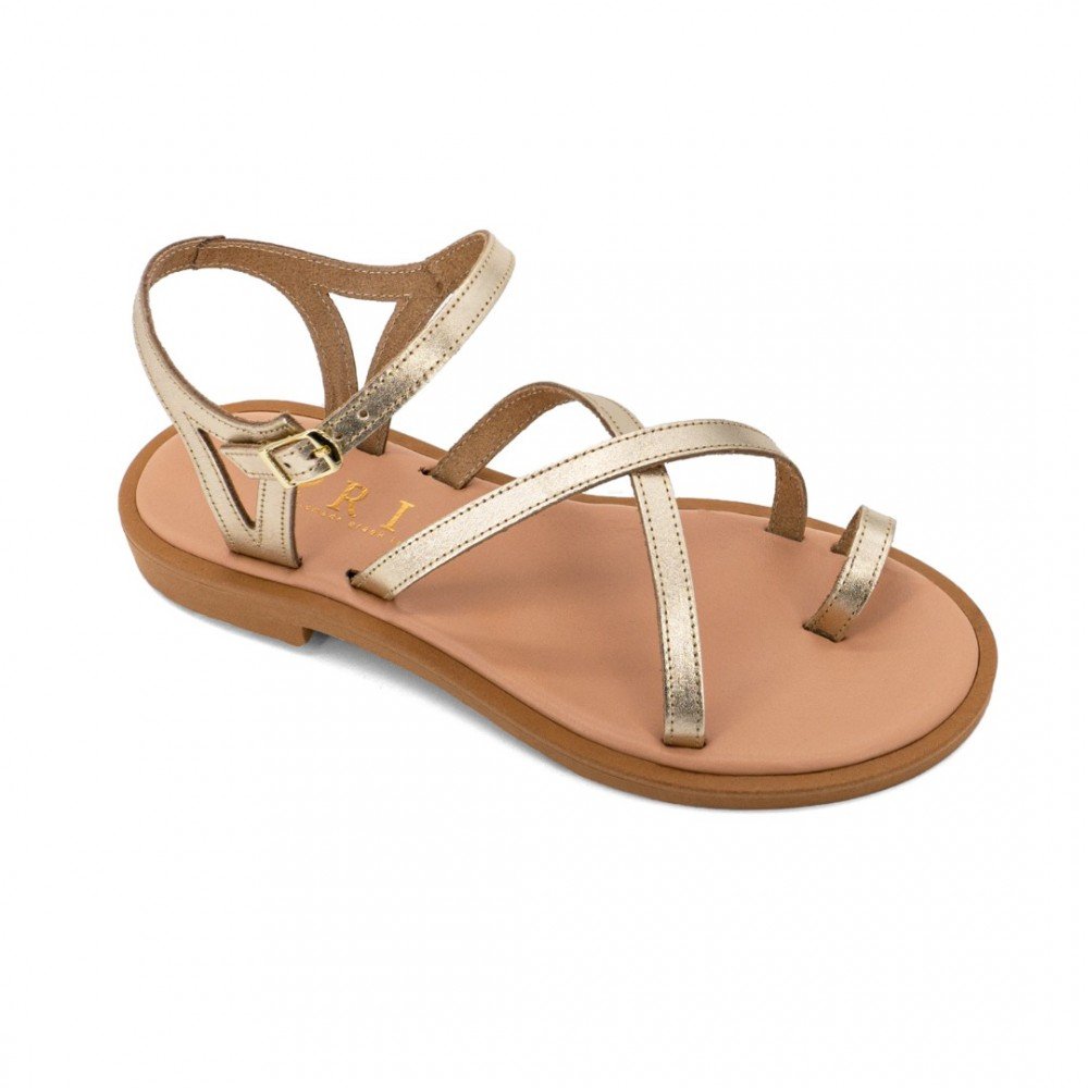 Women Leather Sandals Iris 24/76VM, Gold Women Leather Sandals Iris 24/76VM, Gold