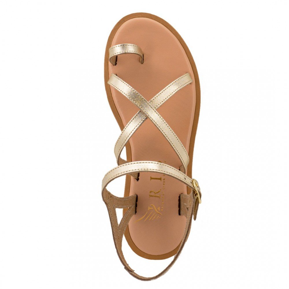 Women Leather Sandals Iris 24/76VM, Gold Women Leather Sandals Iris 24/76VM, Gold