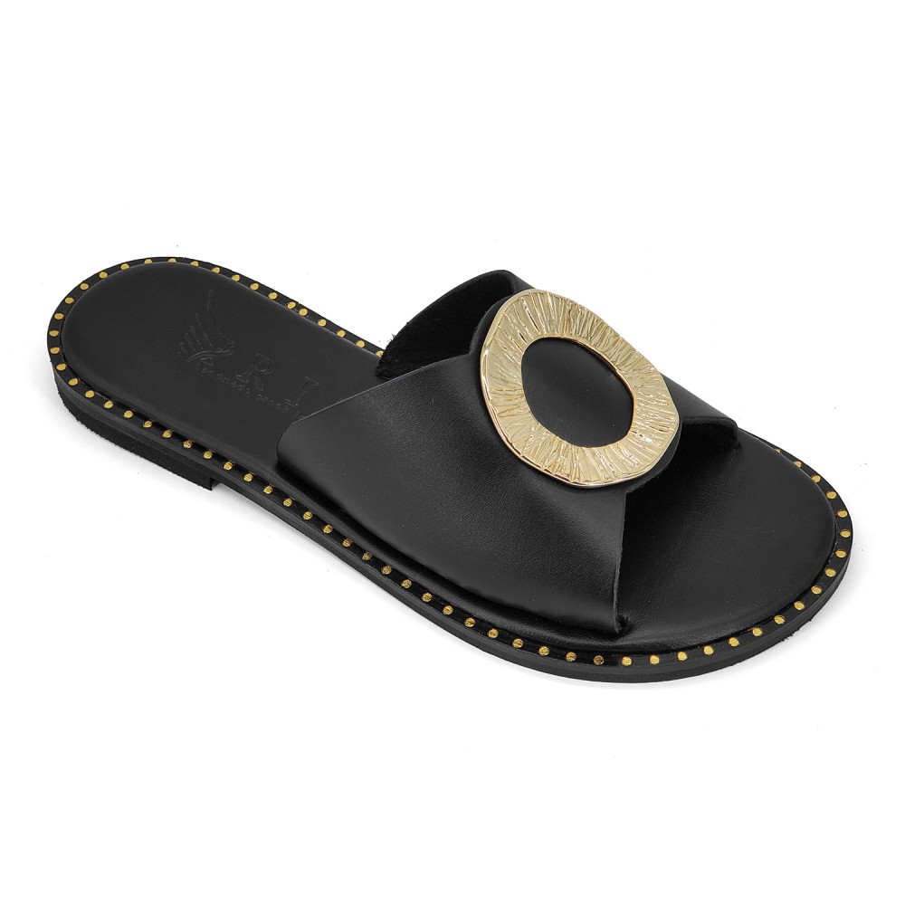 Women Premium Quality Leather Sandals Iris 404 PR, Black