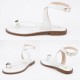Women Premium Quality Leather Sandals Iris YVETTE, White Women Premium Quality Leather Sandals Iris YVETTE, White