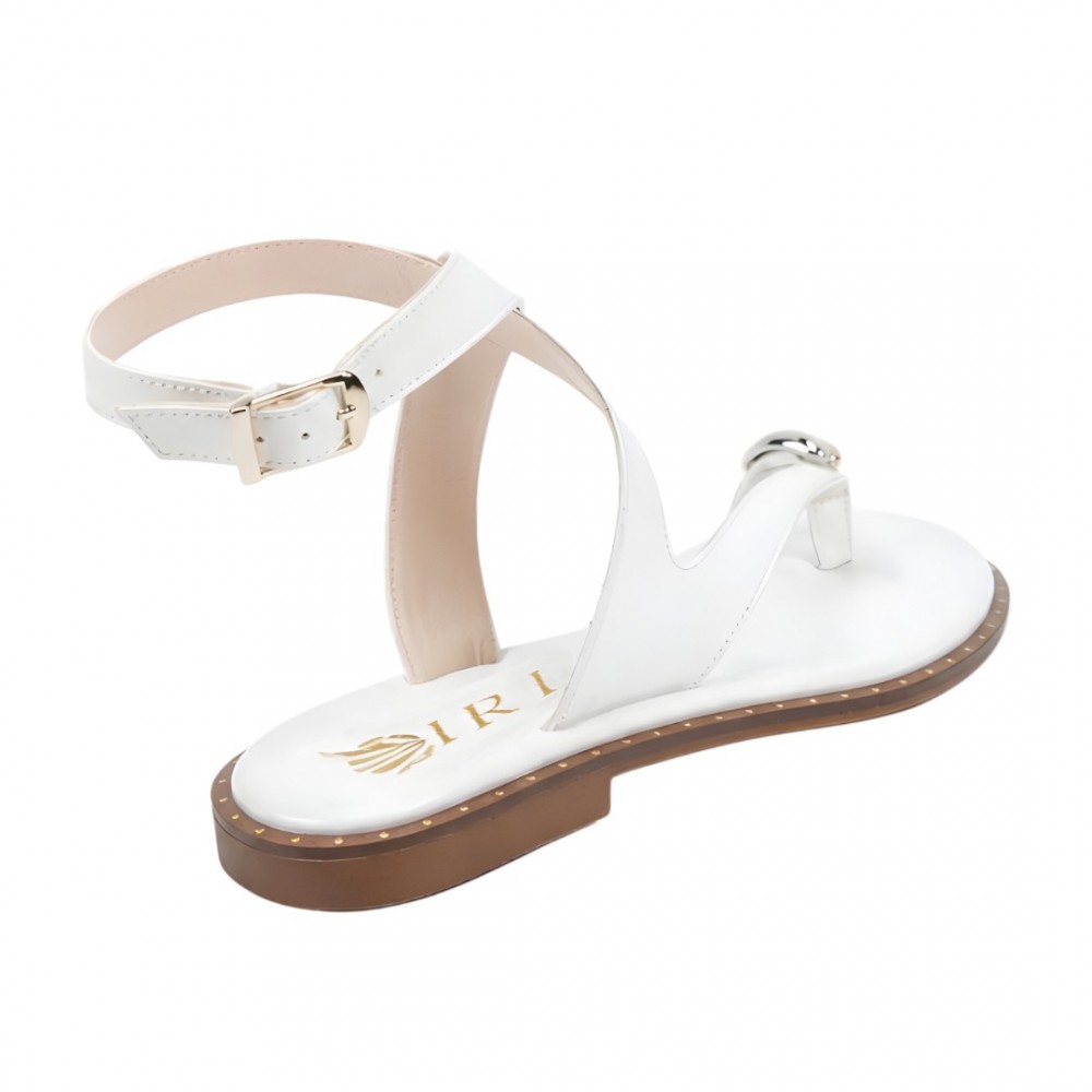Women Premium Quality Leather Sandals Iris YVETTE, White Women Premium Quality Leather Sandals Iris YVETTE, White