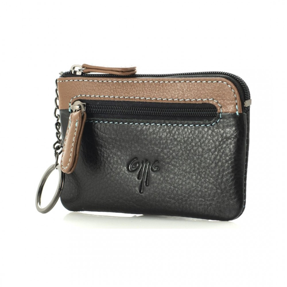 Leather Wallet-Key Holder Kion 701-20M, Black/Brown Leather Wallet-Key Holder Kion 701-20M, Black/Brown