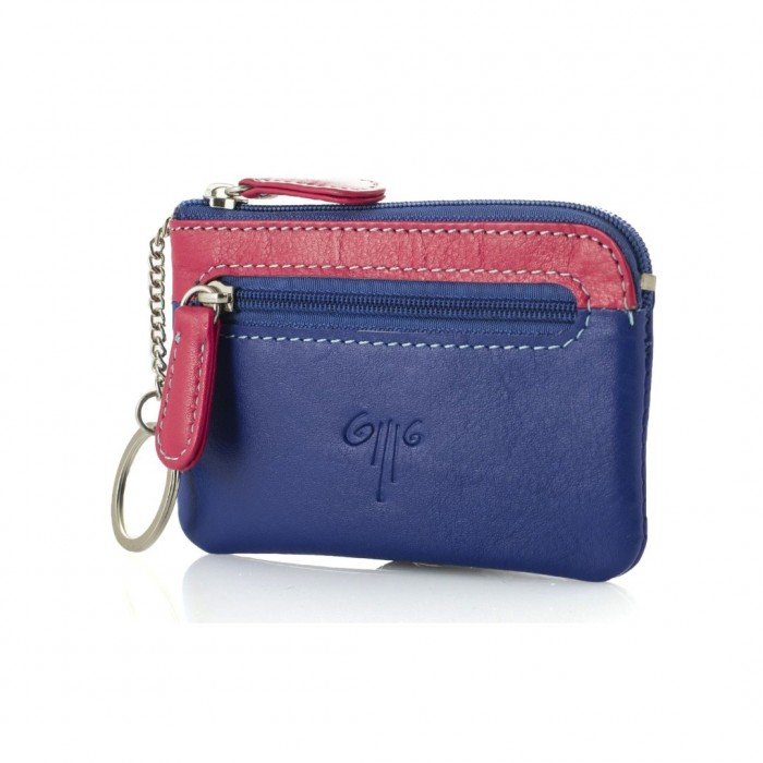 Leather Wallet-Key Holder Kion 701-20M, Blue/Fuchsia