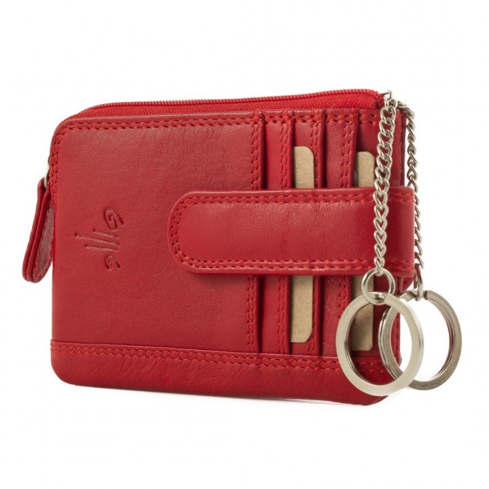 Leather Wallet-Key Holder Kion D-26, Red