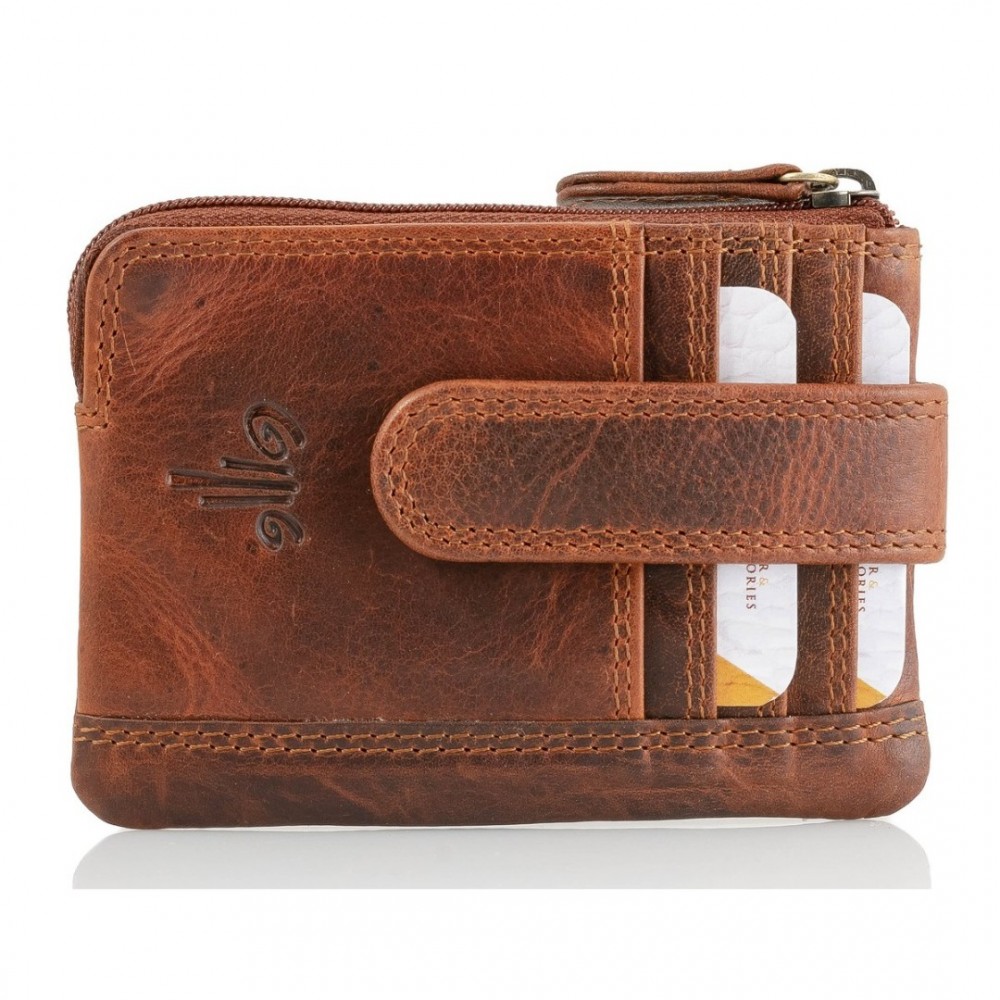Leather Wallet-Key Holder Kion D-26 Kara, Brown