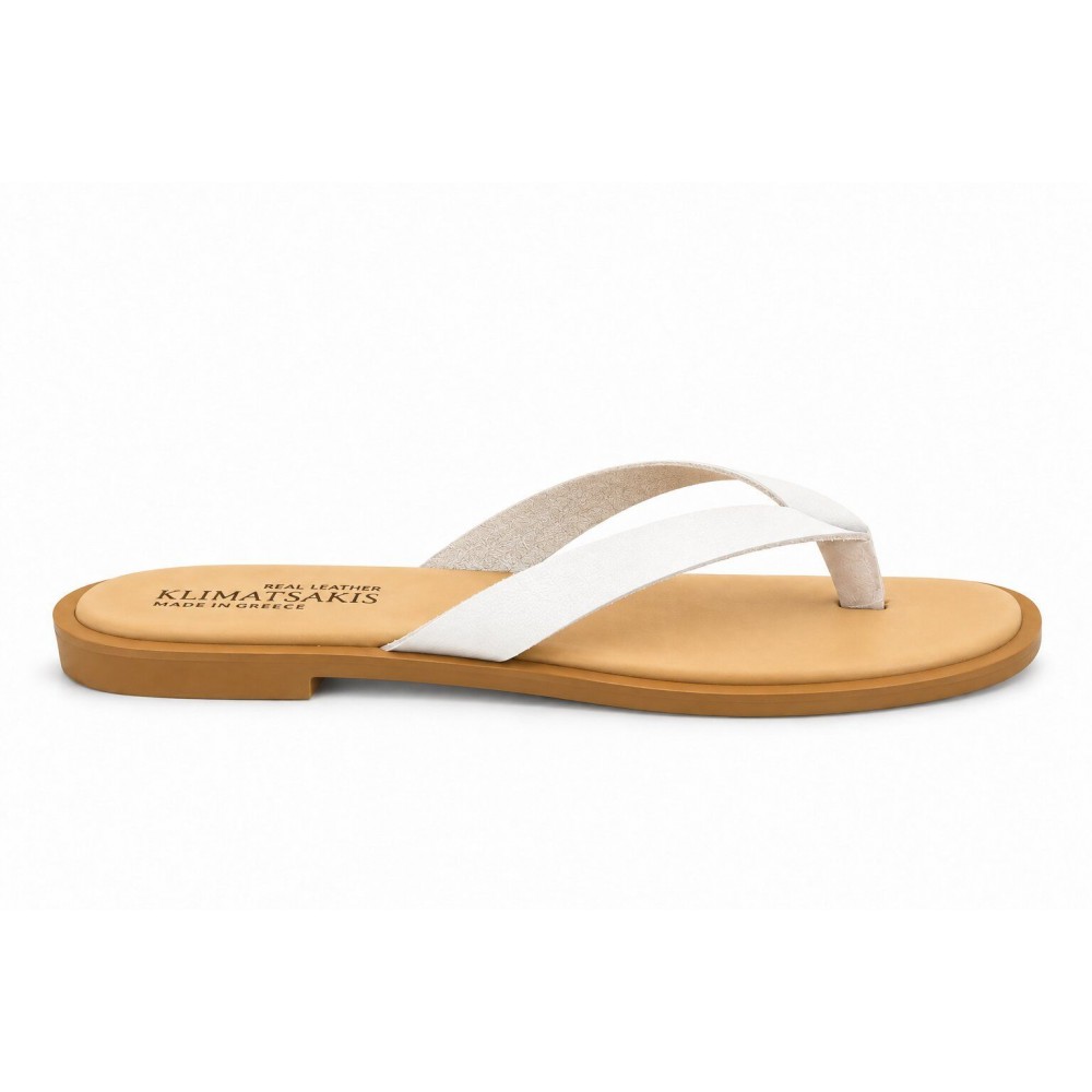 Γυναικεία Δερμάτινα Σανδάλια Κληματσάκης 116VM, Λευκό