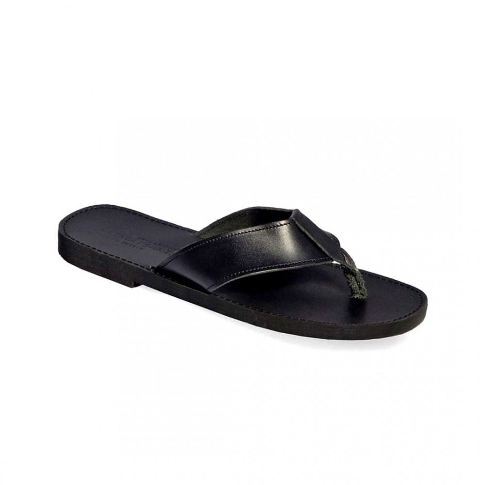 Men Leather Sandals Klimatsakis 207, Black Men Leather Sandals Klimatsakis 207, Black
