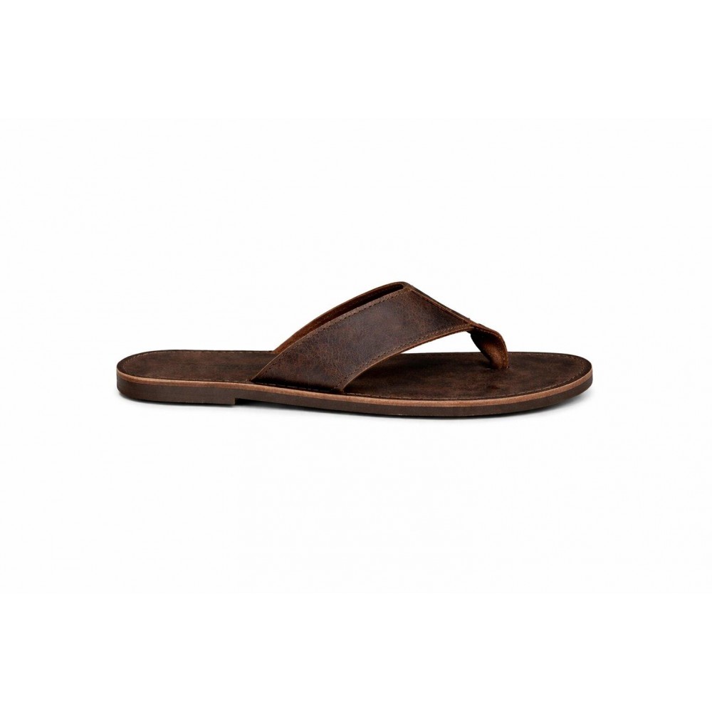 Men Leather Sandals Klimatsakis 207, Dark Brown