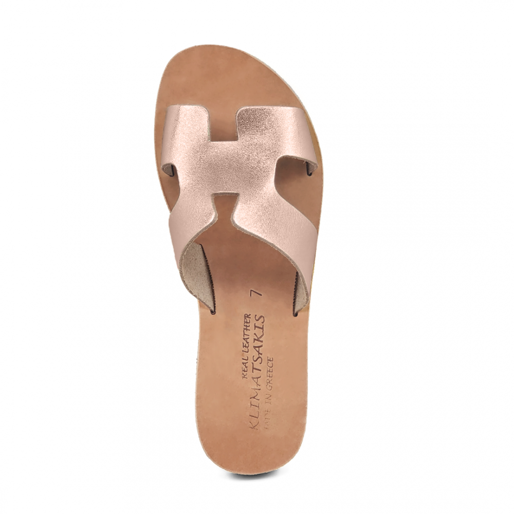 Women Leather Sandals Klimatsakis 37, Bronze