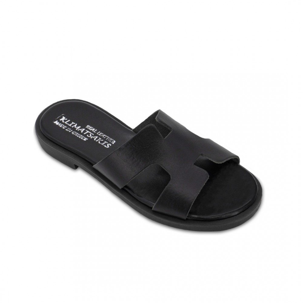 Women Leather Sandals Klimatsakis 37VM, Black Women Leather Sandals Klimatsakis 37VM, Black