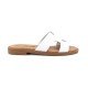 Women Leather Sandals Klimatsakis 37VM, White Women Leather Sandals Klimatsakis 37VM, White