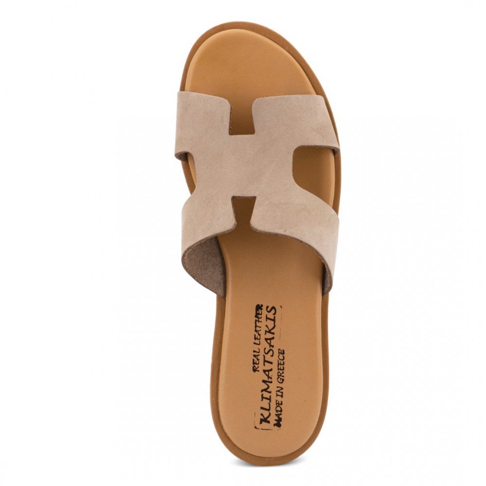 Women Leather Sandals Klimatsakis 37VM, Beige Women Leather Sandals Klimatsakis 37VM, Beige