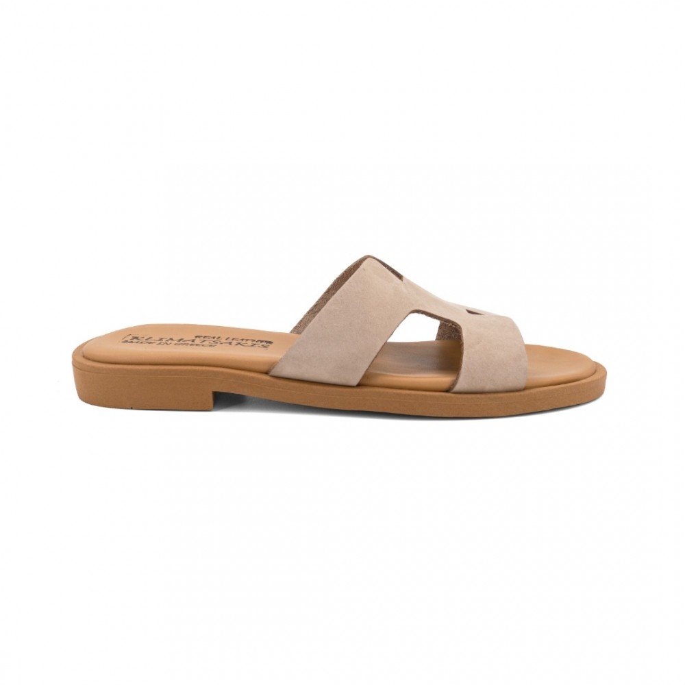 Women Leather Sandals Klimatsakis 37VM, Beige Women Leather Sandals Klimatsakis 37VM, Beige