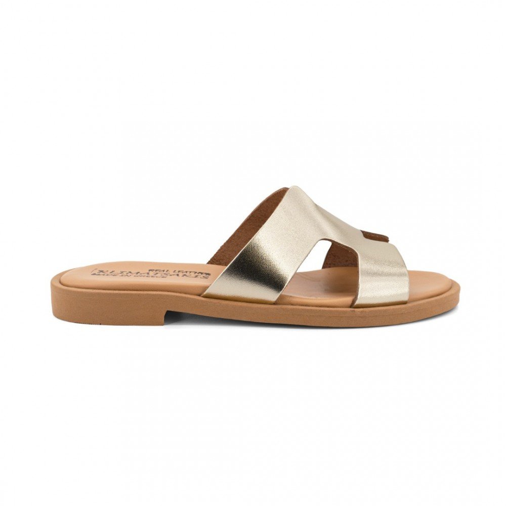 Women Leather Sandals Klimatsakis 37VM, Gold Women Leather Sandals Klimatsakis 37VM, Gold