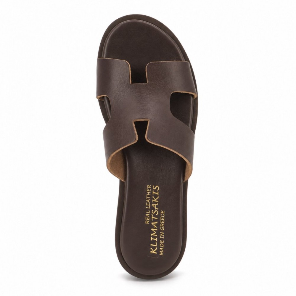 Women Leather Sandals Klimatsakis 37VM, Brown