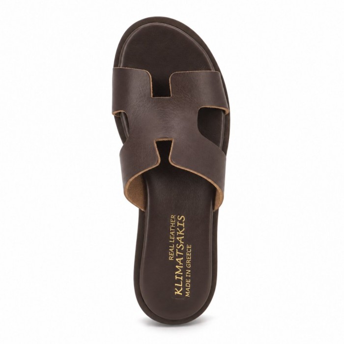 Women Leather Sandals Klimatsakis 37VM, Brown