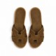 Women Leather Sandals Klimatsakis 37VM Suede, Olive Green