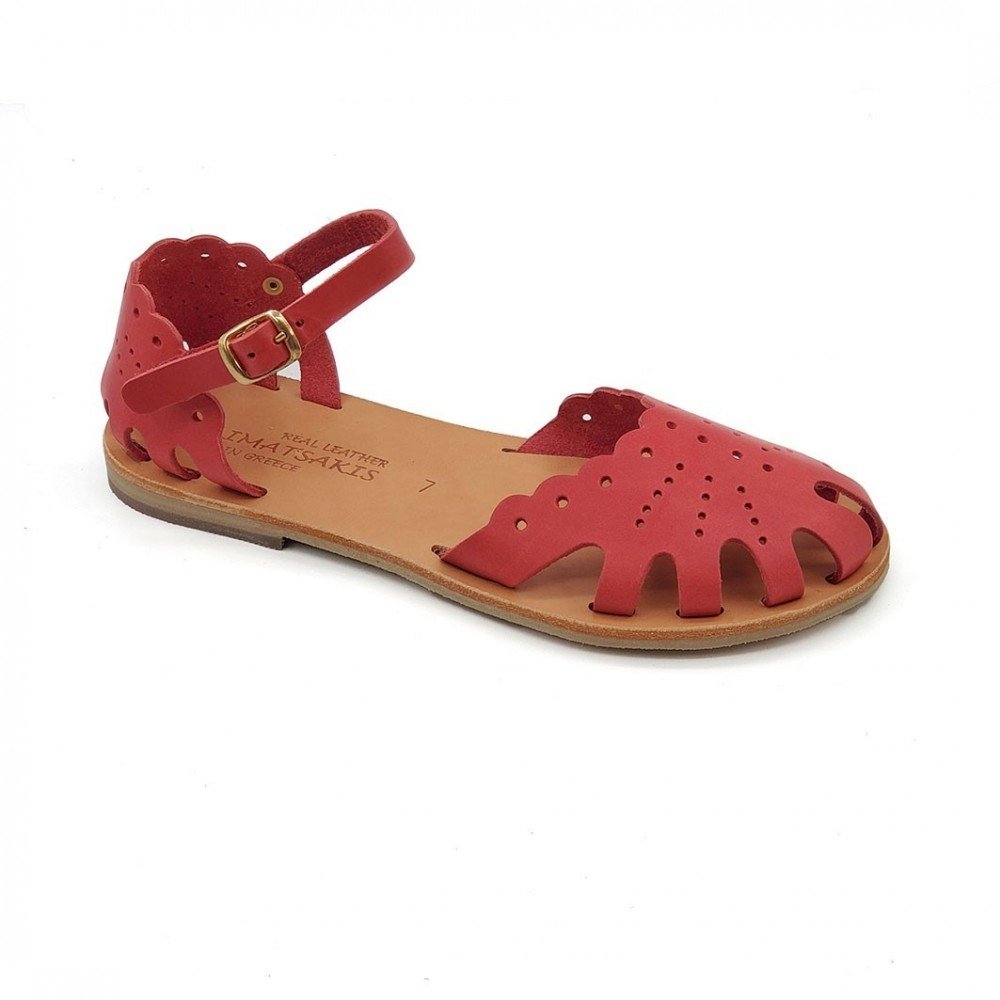 Women Leather Sandals Klimatsakis 701 Bebe, Coral Women Leather Sandals Klimatsakis 701 Bebe, Coral