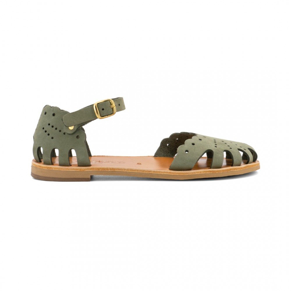 Women Leather Sandals Klimatsakis 701 Bebe, Green Women Leather Sandals Klimatsakis 701 Bebe, Green