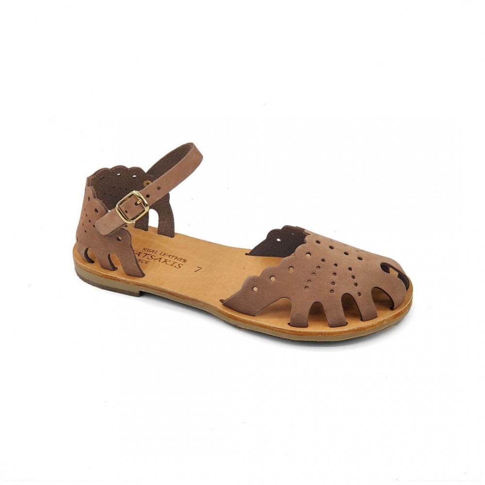 Women Leather Sandals Klimatsakis 701 Bebe, Taupe