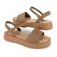 Women Leather Sandals Wedges Klimatsakis 74, Taupe Women Leather Sandals Wedges Klimatsakis 74, Taupe
