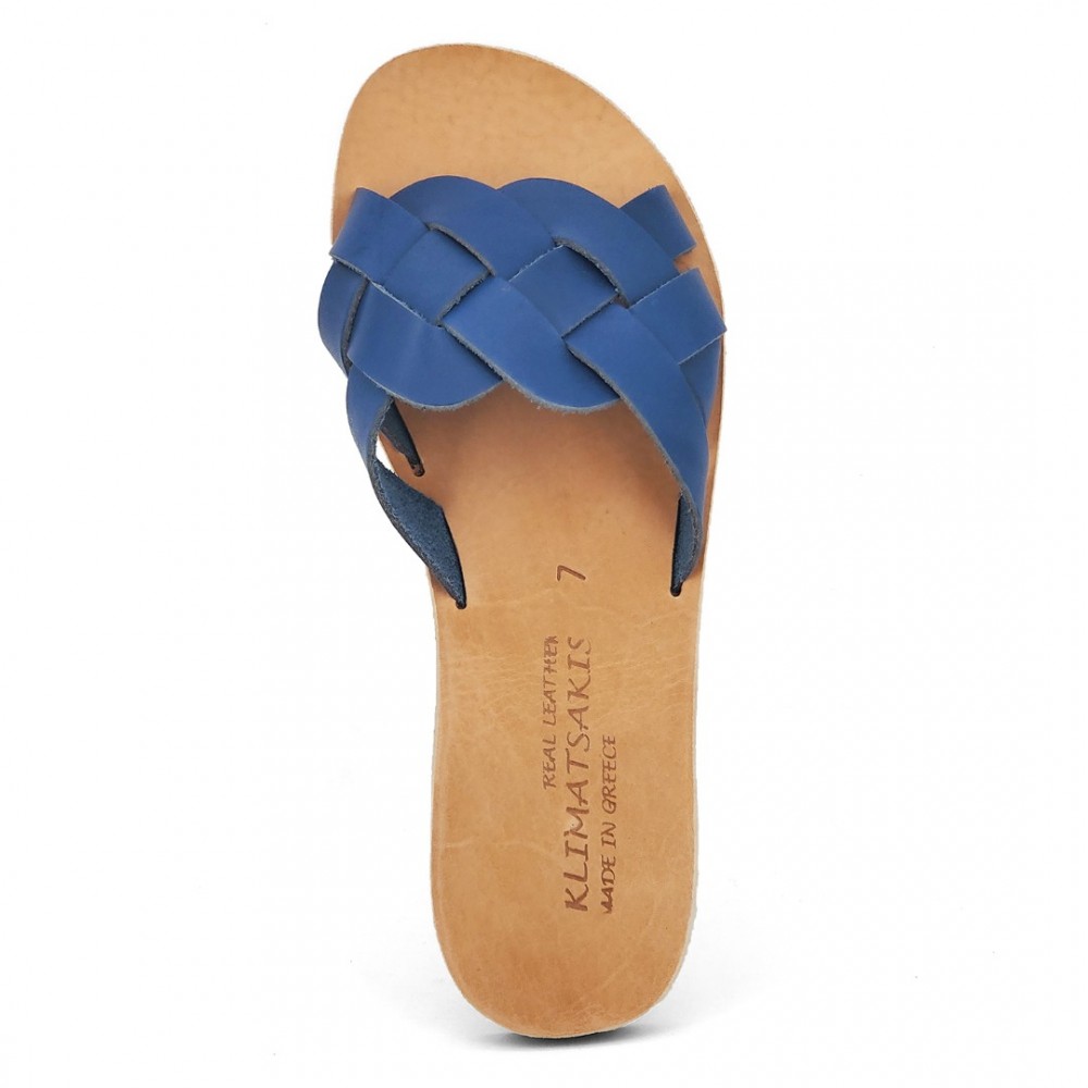 Women Leather Sandals Klimatsakis 831, Blue Women Leather Sandals Klimatsakis 831, Blue