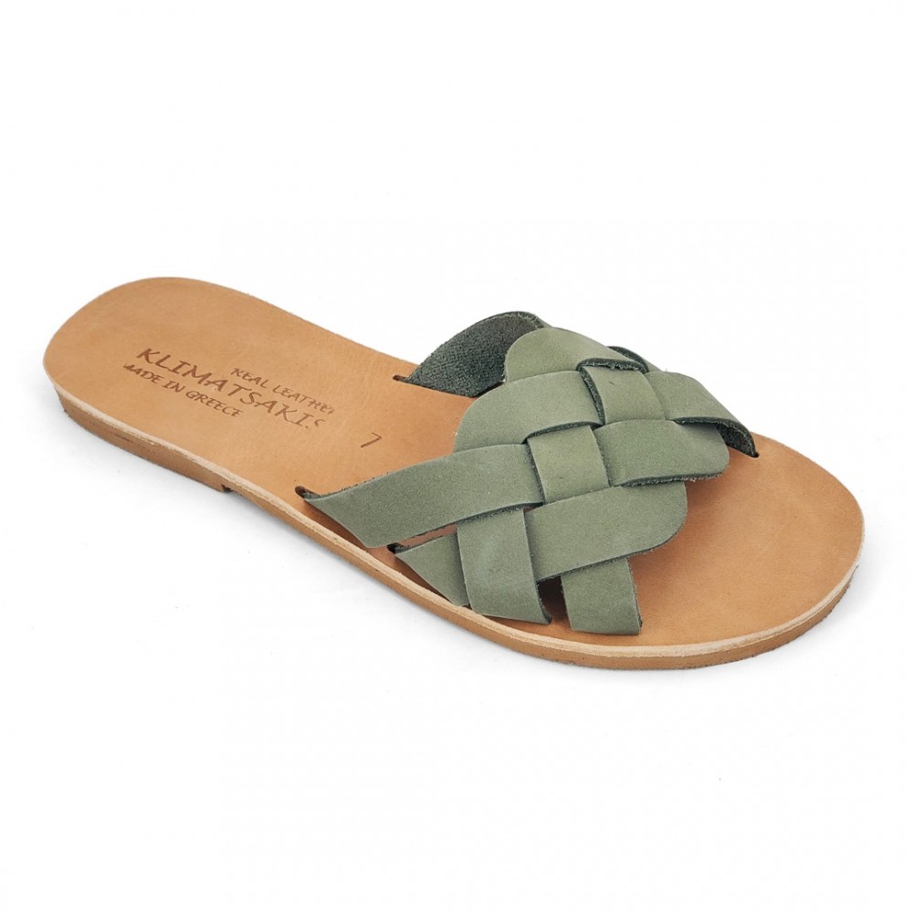 Women Leather Sandals Klimatsakis 831, Green Women Leather Sandals Klimatsakis 831, Green