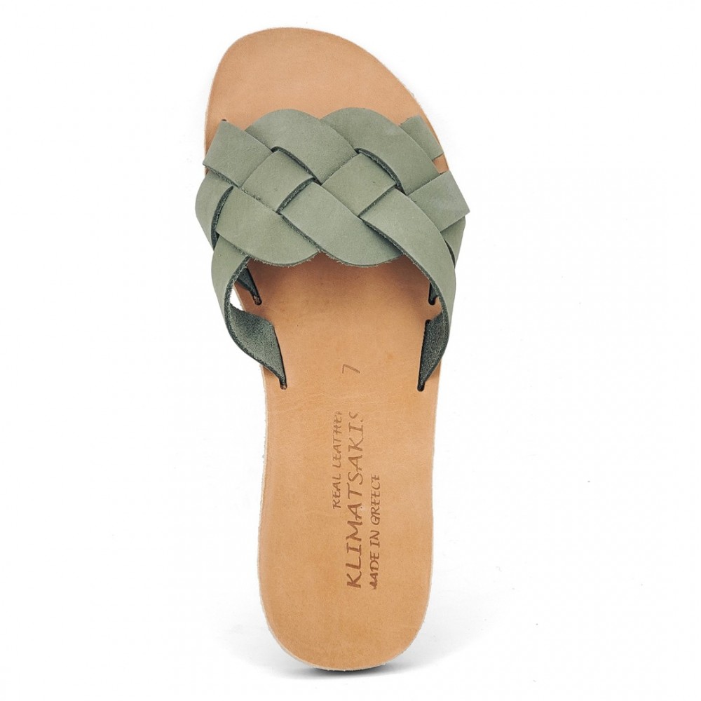 Women Leather Sandals Klimatsakis 831, Green Women Leather Sandals Klimatsakis 831, Green