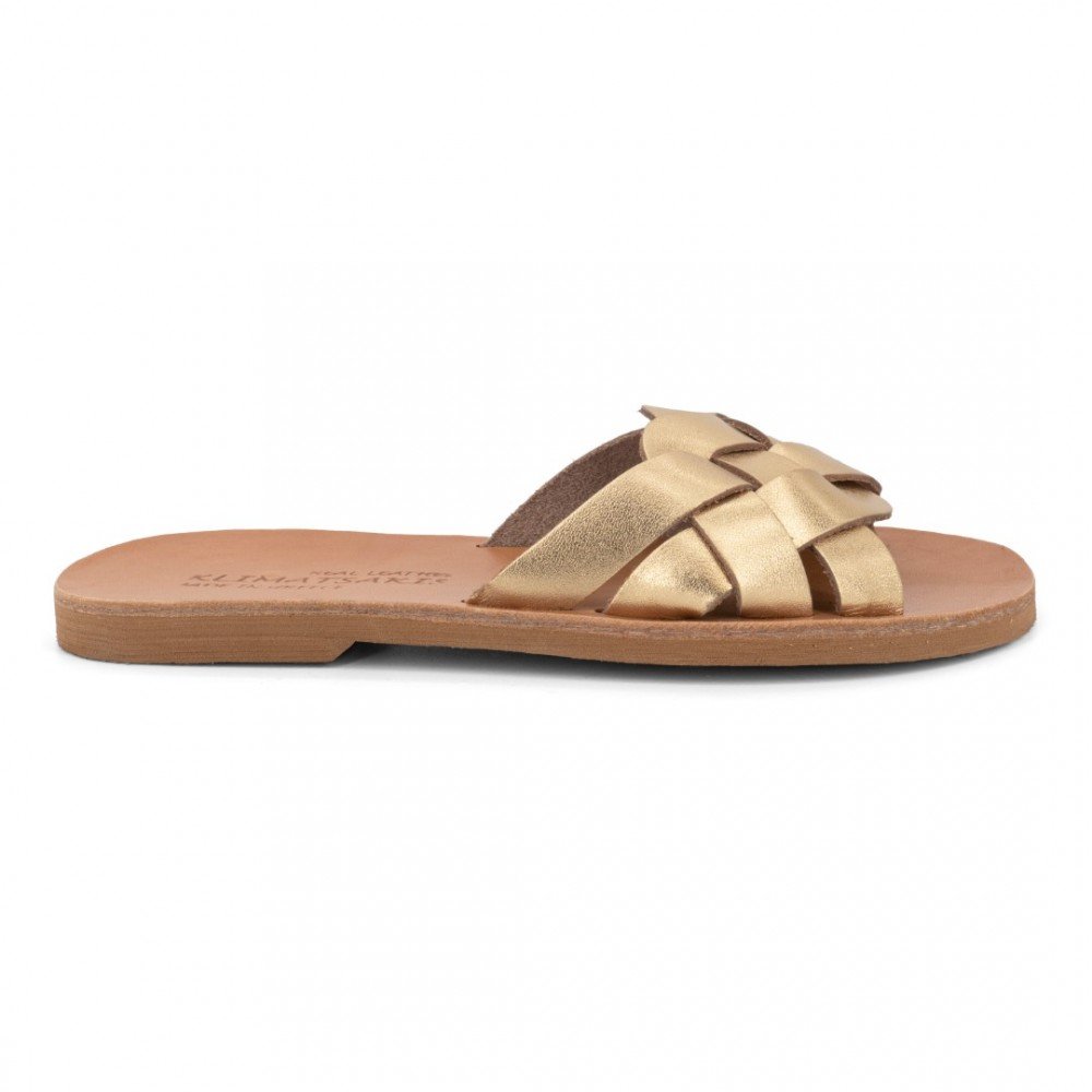 Women Leather Sandals Klimatsakis 831, Gold