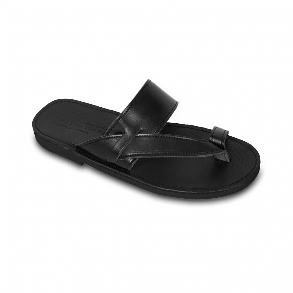 Men Leather Sandals Klimatsakis 201, Black Men Leather Sandals Klimatsakis 201, Black