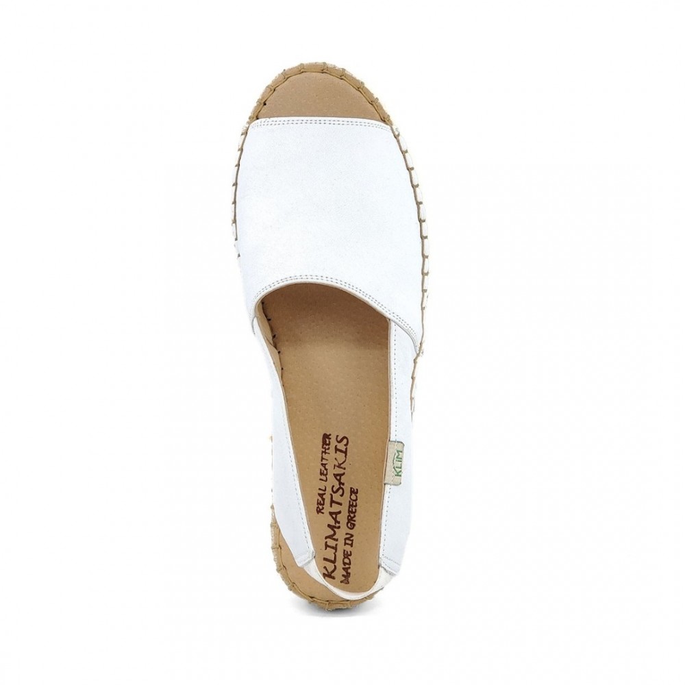  Women Leather Espadrilles E2 Klimatsakis, White