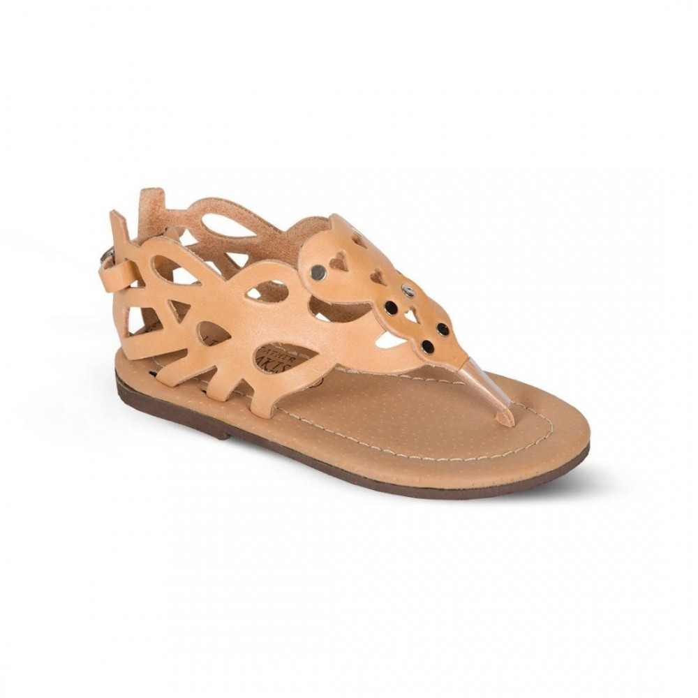 Children Leather Sandals Klimatsakis 14, Natural Children Leather Sandals Klimatsakis 14, Natural
