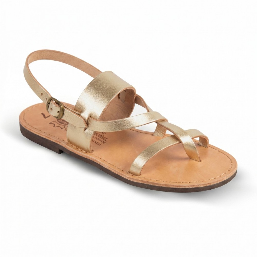 Women Leather Sandals Kouros 55, Gold Women Leather Sandals Kouros 55, Gold