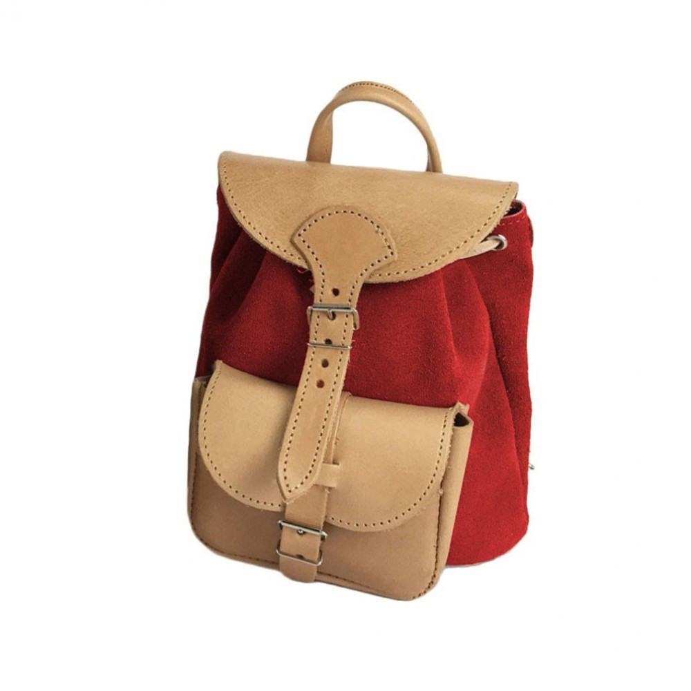 Leather Backpack Kouros 615, Red