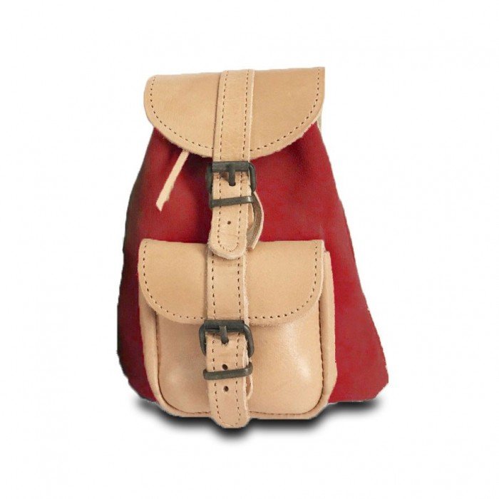 Leather Backpack Kouros 642, Red