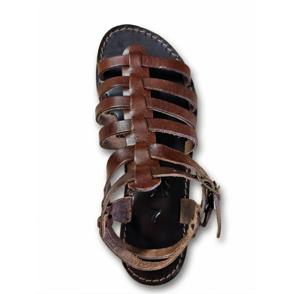 Women Leather Sandals Kouros 90, Brown Women Leather Sandals Kouros 90, Brown