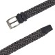 Knitted Leather Belt Kouros, Width 3,50cm, Black/Grey