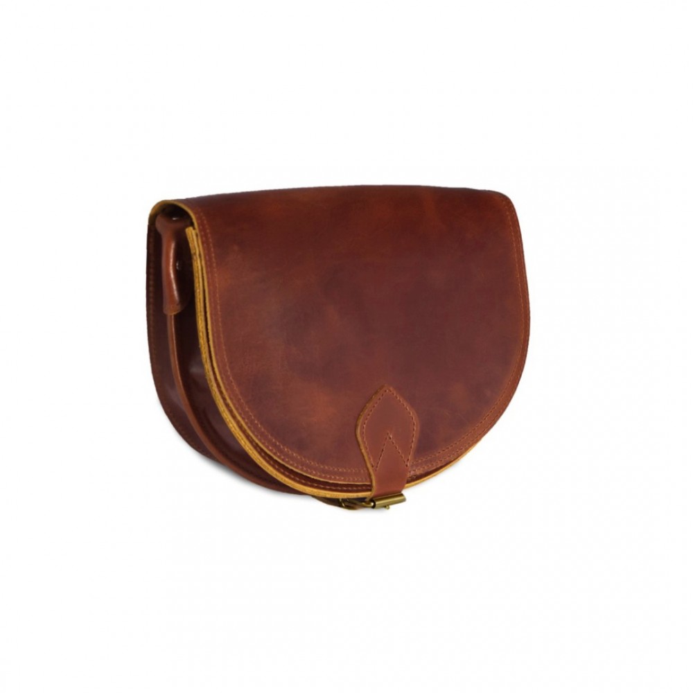 Leather Crossbody Bag Kouros 500, Brown